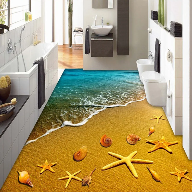 Заказ росписи стены рулона бумаги golden beach ракушками волны виниловое покрытие
