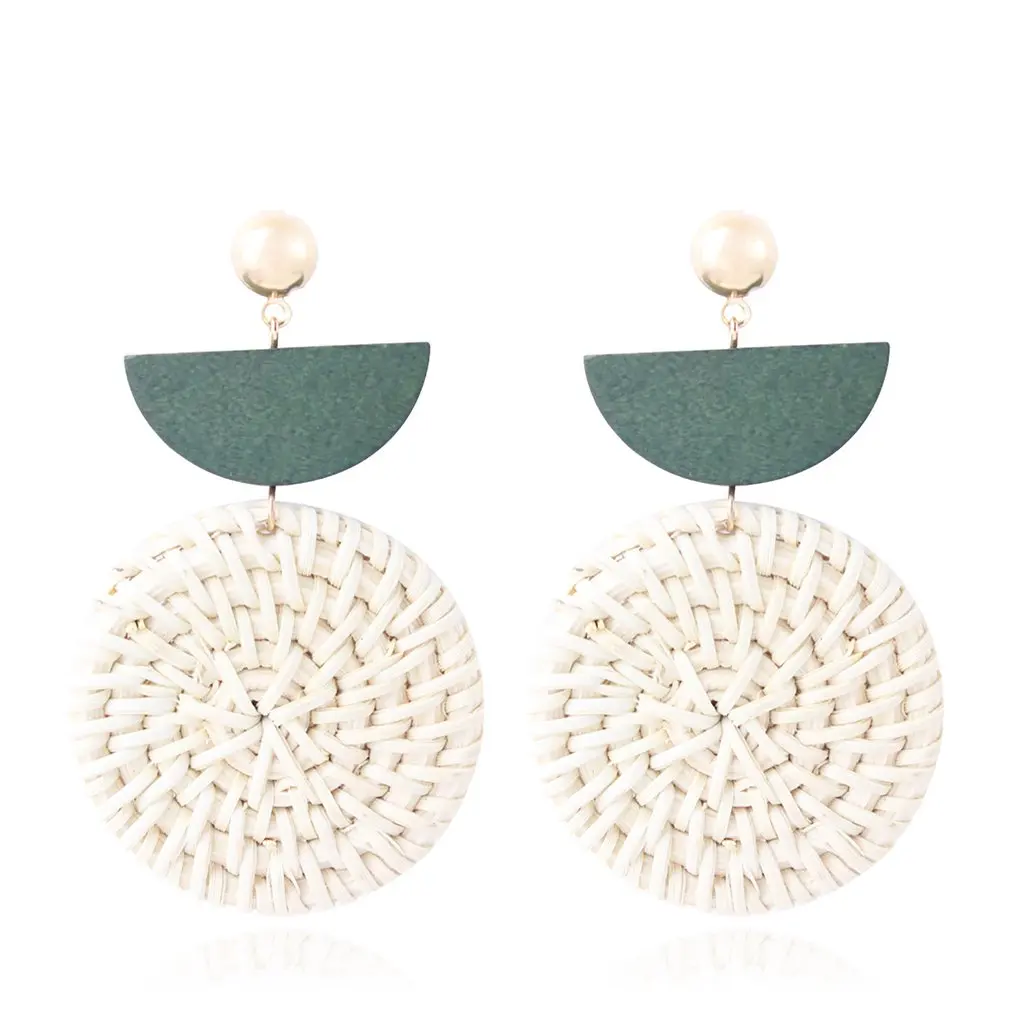 Винтажный стиль ротанга женские длинные висящие серьги для женщин подарок на