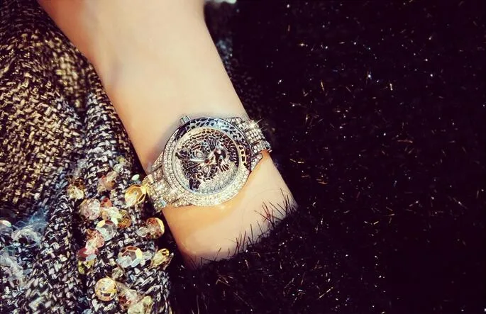Для женщин Стразы Часы Relogio Feminino платье часы Montre Femme Нержавеющая сталь большой циферблат наручные женские часы с кристаллами