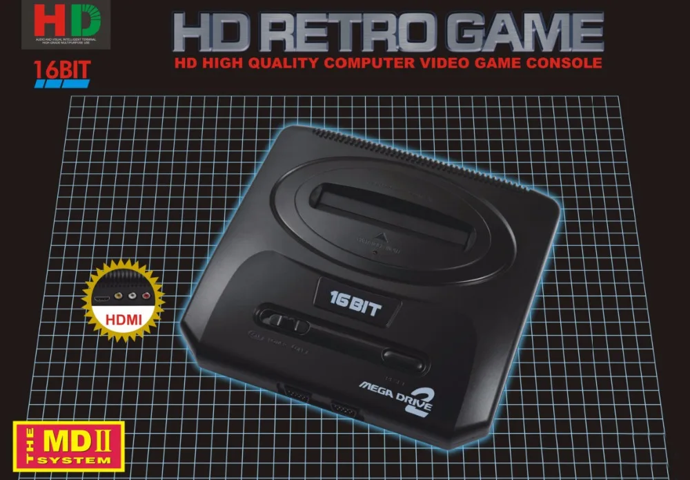 Новинка 720 dpi HDMI ТВ Видео игровая консоль sega MEGADRIVE2 MD2 Ретро игры с HDMI выходом 2,4G беспроводной контроллер