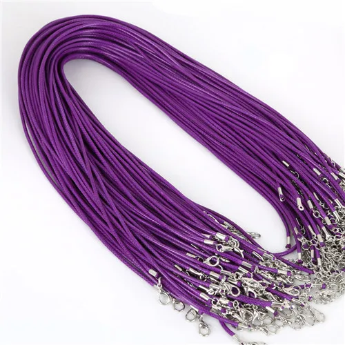 DK.Purple 2 мм 10 шт шнурок из искусственной кожи цепочка регулируемое ожерелье браслет с застежкой омар 18 цветов для DIY ювелирных изделий - Цвет: DK.Purple