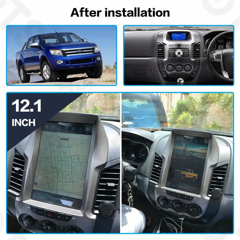 Android 6 0 Tesla стиль 12 1 дюймов Автомобильный без dvd плеера GPS навигация для Ford Ranger 2011 2016
