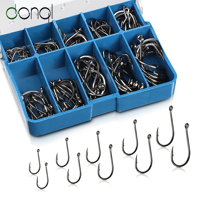 

DONAL 100pcs Fishing Hooks 3#-12# High Carbon Steel Barbed Single Carp Fishhook Mixed Size Jig Fly Fishing Hooks Sea Accessories