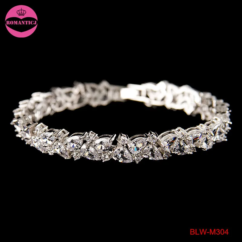 Элегантный круглой огранки кубического циркония браслет Романтический ясно Teadrop