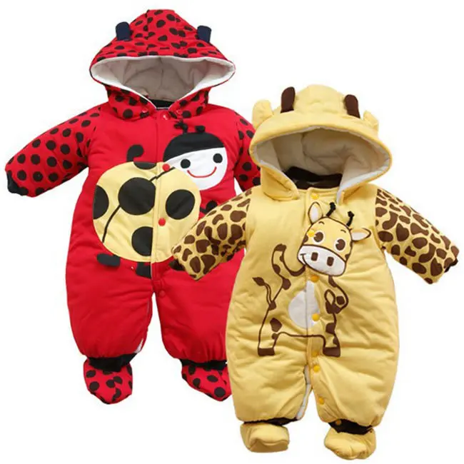 Зимний комбинезон для маленьких мальчиков и девочек одежда младенцев милые