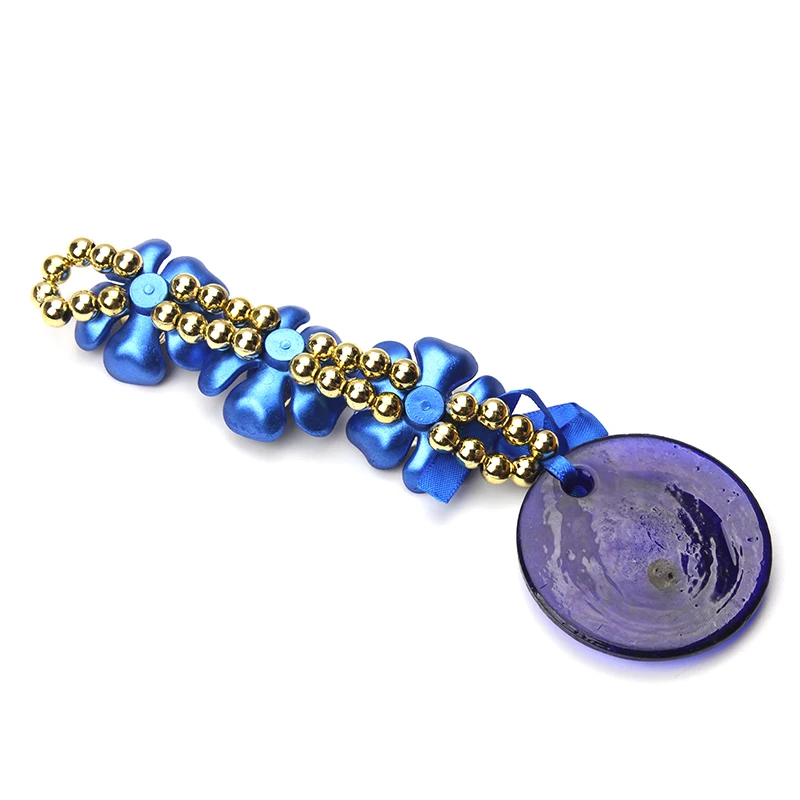 1 шт. 19 см длина золотистого цвета акриловый бисер цепочка синий цветок кулон