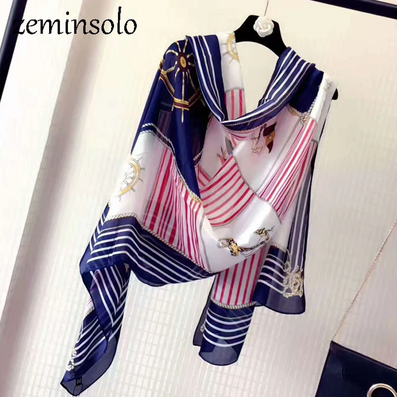 2018 роскошный брендовый женский шелковый шарф модный Мягкий Гладкий летний на