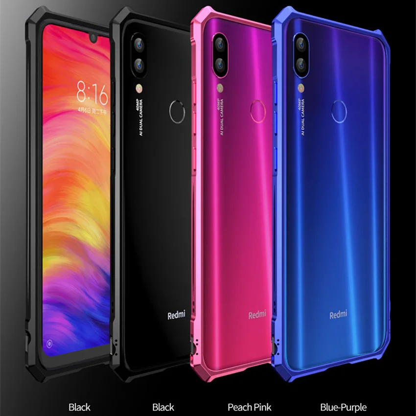 Чехол для Xiaomi redmi note 7 Роскошный Металлический Чехол-бампер Xiomi тонкий Чехол-рамка