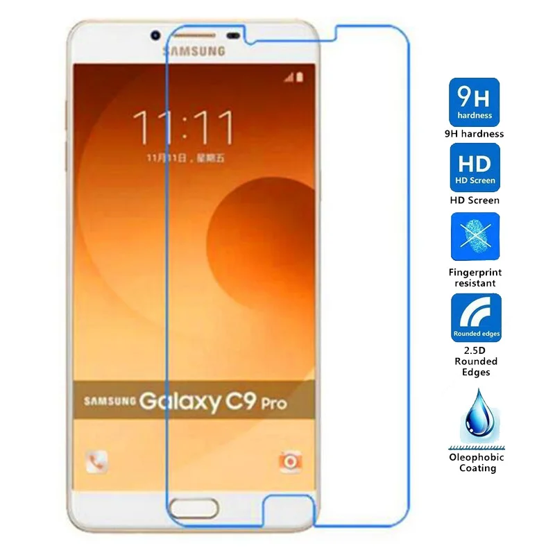 2 шт Закаленное стекло протектор экрана для Samsung Galaxy C9 Pro Анти взрывобезопасная