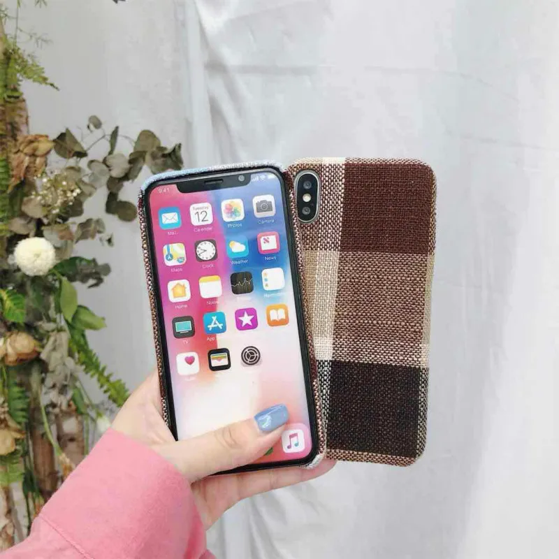 POBLU для Iphone X осенне-зимний теплый клетчатый тканевый чехол телефона ретро