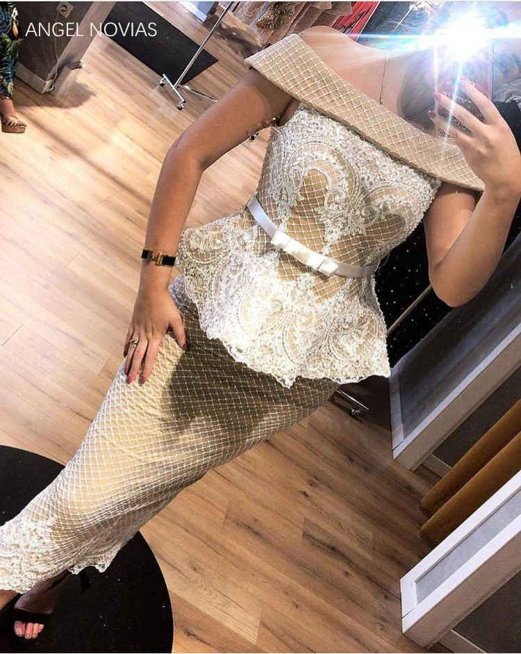 Кружевное Вечернее Платье до щиколотки арабское шампанское Марокканское