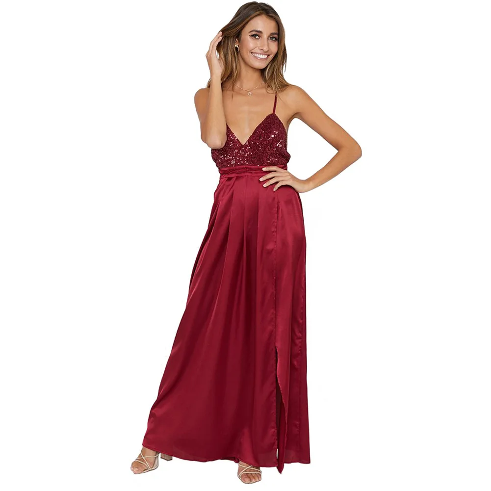 Женское платье на бретельках спагетти с V образным вырезом|Женские платья| |