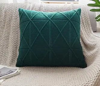deep green Розовый вязаный чехол для подушки синий вязаный диван-шезлонг lounge throw Наволочка Зеленый Вязание cojines Современная декоративная almofada - Цвет: deep green