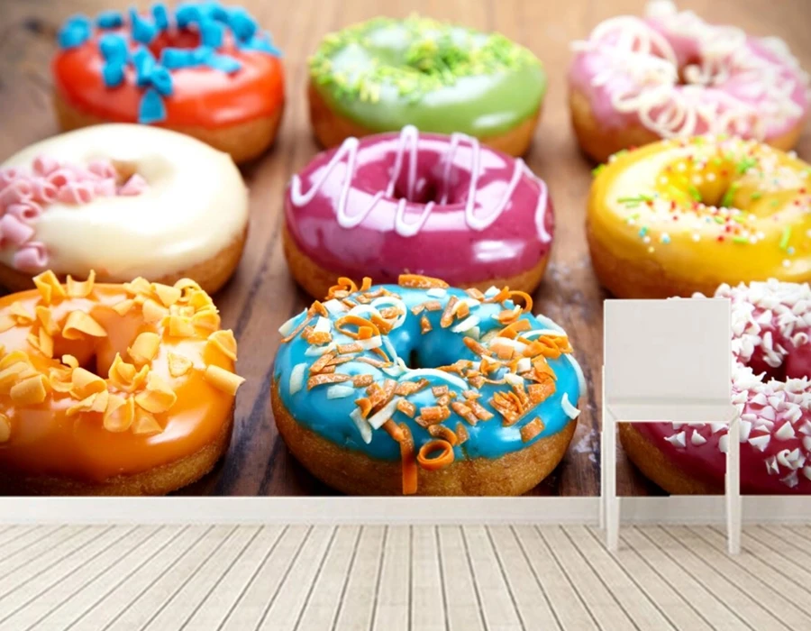 Настенные 3d обои на заказ для выпечки пончиков еды кофейни гостиной дивана