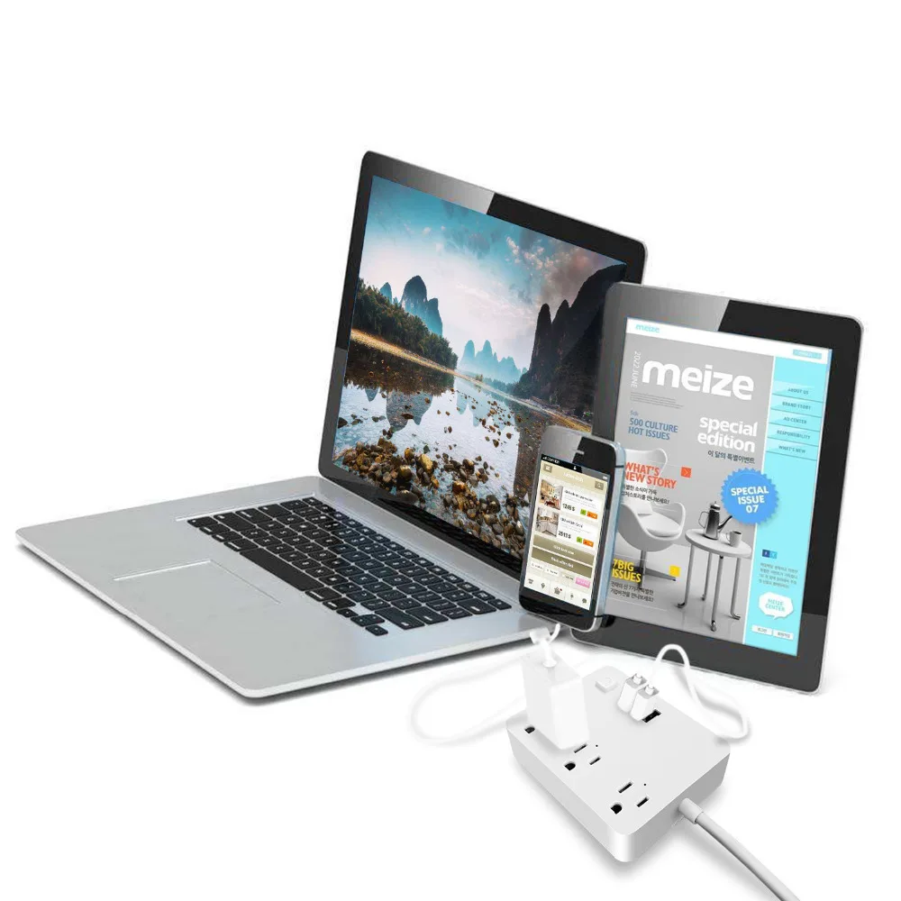 Умный удлинитель с Wi Fi сетевой фильтр разными розетками 3 USB порта Голосовое