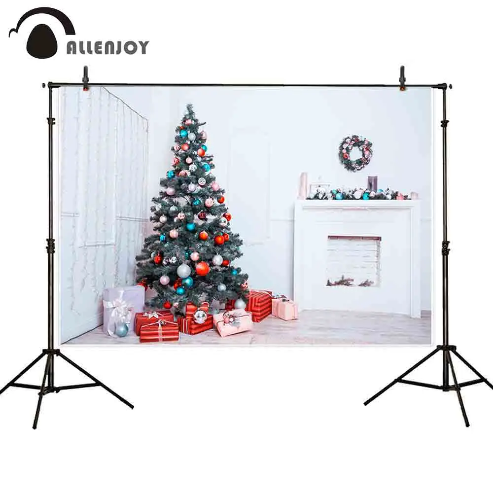 Allenjoy photocall background christmas living room fireplace gift tree white photobooth new arrival original design | Электроника
