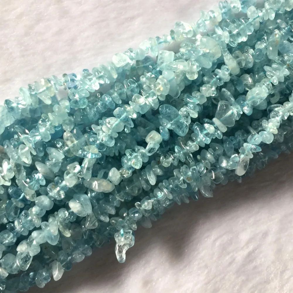 Высококачественные Натуральные чистые синие аквамариновые бусины Nugget Chip Loose Beads