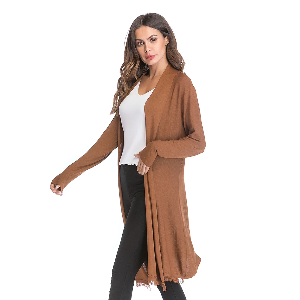 Women Long Cardigan Autumn 2018 Fashion Knitting Sweater Solid Tassel Slim Clothes For Ladies Causal |
