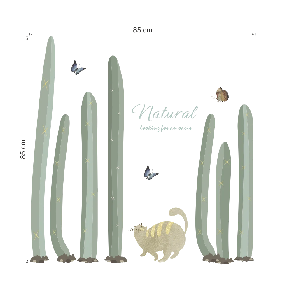 Настенная Наклейка с изображением кактуса и растений украшение для детской