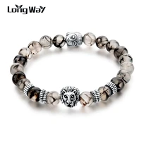 longway new dragon veins natural stone bracelet bangles for women with silver color lion buddha men jewelry sbr160144