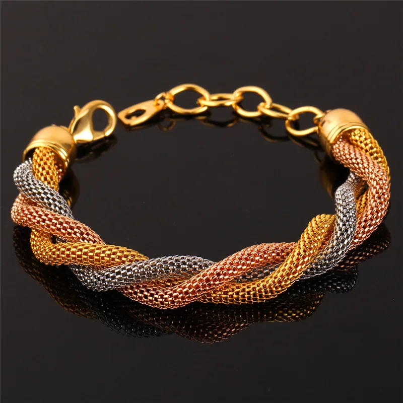 U7 Комбинированный Браслет Для Женщин /Мужчин Ювелирные Изделия 8 ММ Ширина Модные