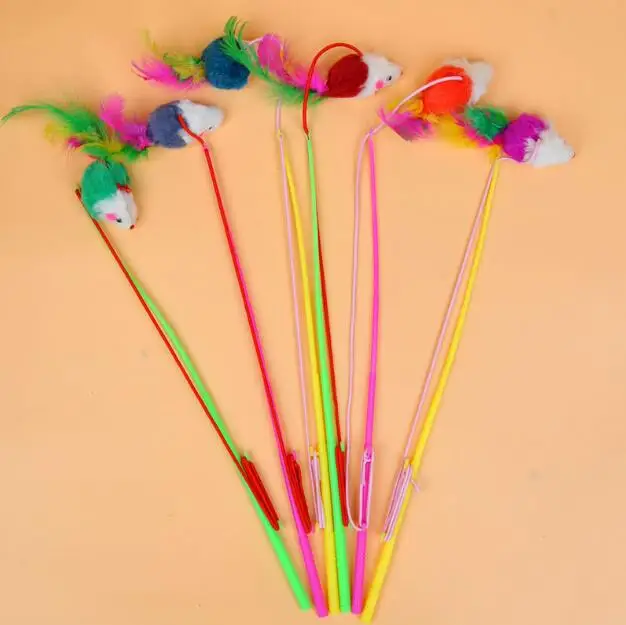 Милая котенок мышь игрушки для кошек удочка тезер палочка пластиковые домашних