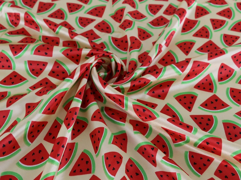 Мягкий шелковистый атласный шармёз материал шарфы подкладки Diy арбуз ткань|watermelon