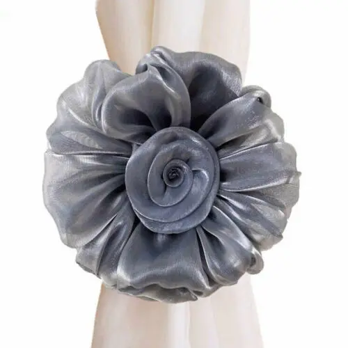 2 шт Магнитный цветок Магнитный кристаллик для занавесок клип на розовый галстук с растительным орнаментом держатель Декор - Цвет: Серый