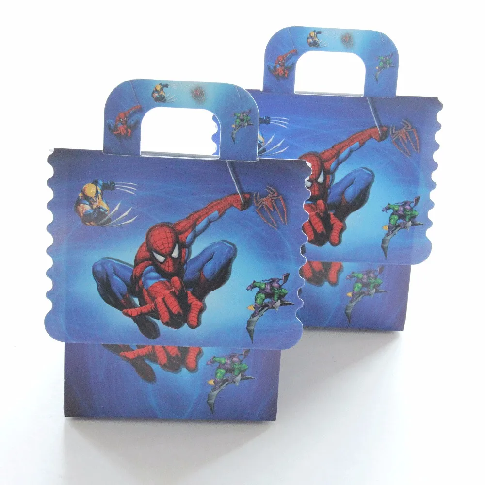 Candy Box 6pcs 6 шт. вечерние подарочные коробки с изображением Человека-паука, конфет, попкорна для свадебной вечеринки, украшения для детского душа, на Рождество, день рождения - Цвет: Candy Box 6pcs