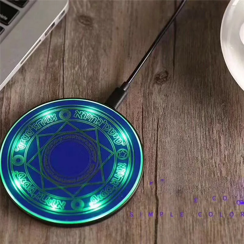 Blue Charger Светящийся магический массив Qi Беспроводной быстро Зарядное устройство 5/7. 5/10 Вт для iPhone samsung huawei - Цвет: Blue Charger