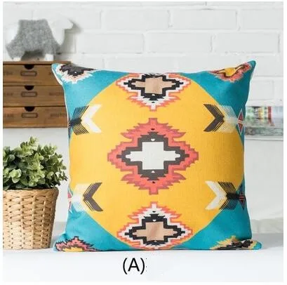 A Юго-Восточной ацтеков kilim Племенной геометрический Чехлы для подушек Этническая льняной Пледы Наволочки декоративные диван Подушки Чехол Домашний декор 18" - Цвет: A