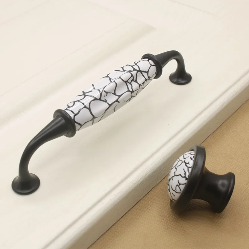 Винтажные черные керамические дверные ручки с трещинами американская ручка для