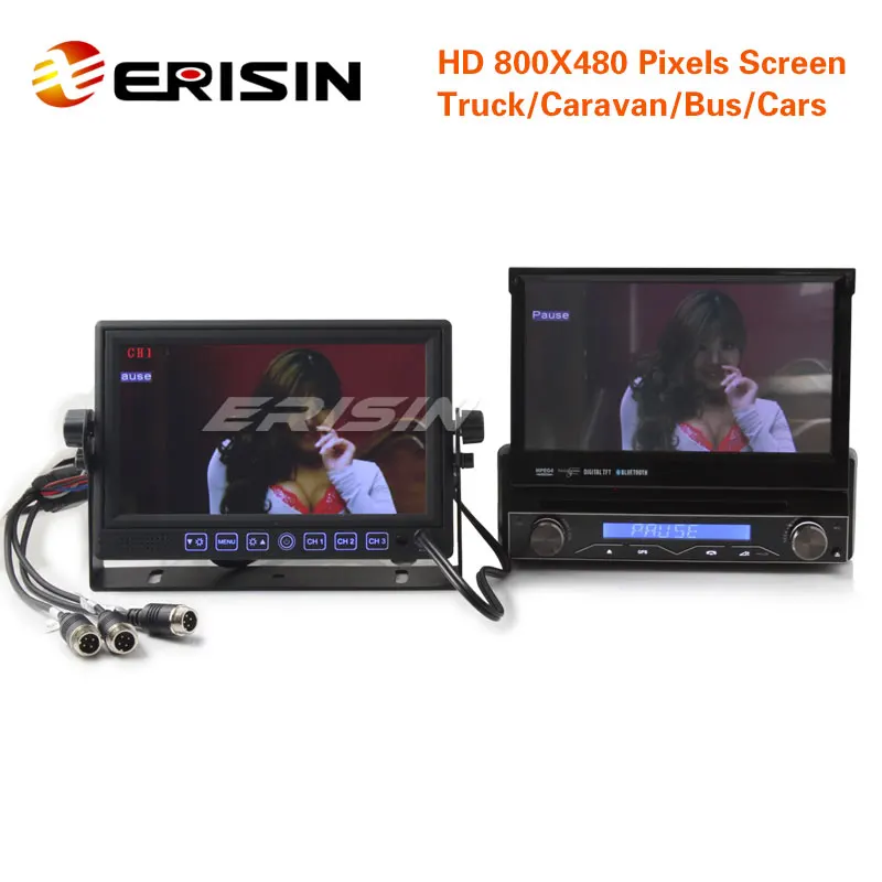 Erisin ES313 7 &quotцветной монитор 12V LCD HD 24V 4Pin CCD камера заднего хода для