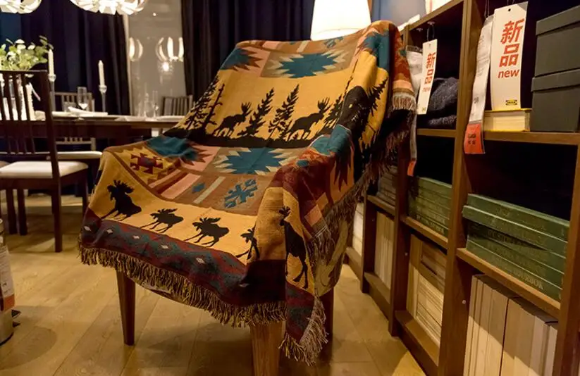 Online Amerikan Geyik Battaniye Kanepe Dekoratif Sandalye Kılıfı Kanepe üzerinde Atar/yatak/düzlem Seyahat Kareli Dikdörtgen Renk Dikiş Battaniye