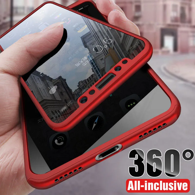 Чехол на 360 градусов для iPhone 7, 8 Plus, X, XR, XS Max, с закаленным стеклом, Жесткий Чехол для iPhone 6, 6splus, X, 5, 5S, SE
