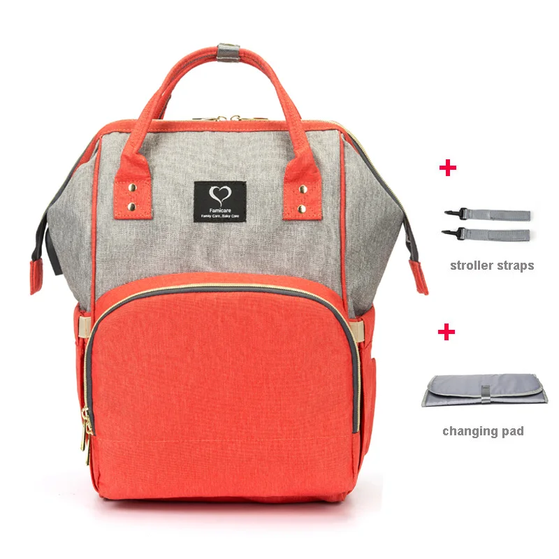 grey watermelon red Сумка для подгузников, рюкзак, USB сумка для детских подгузников, водонепроницаемая сумка для беременных, дорожная сумка для кормления, сумка для детской коляски, разные цвета - Цвет: grey watermelon red
