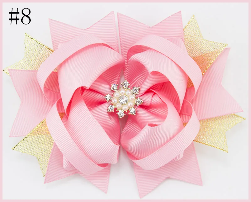 Бесплатная доставка 2017 новейшая 24 шт. 5 'rhinestone большие заколки для волос банты