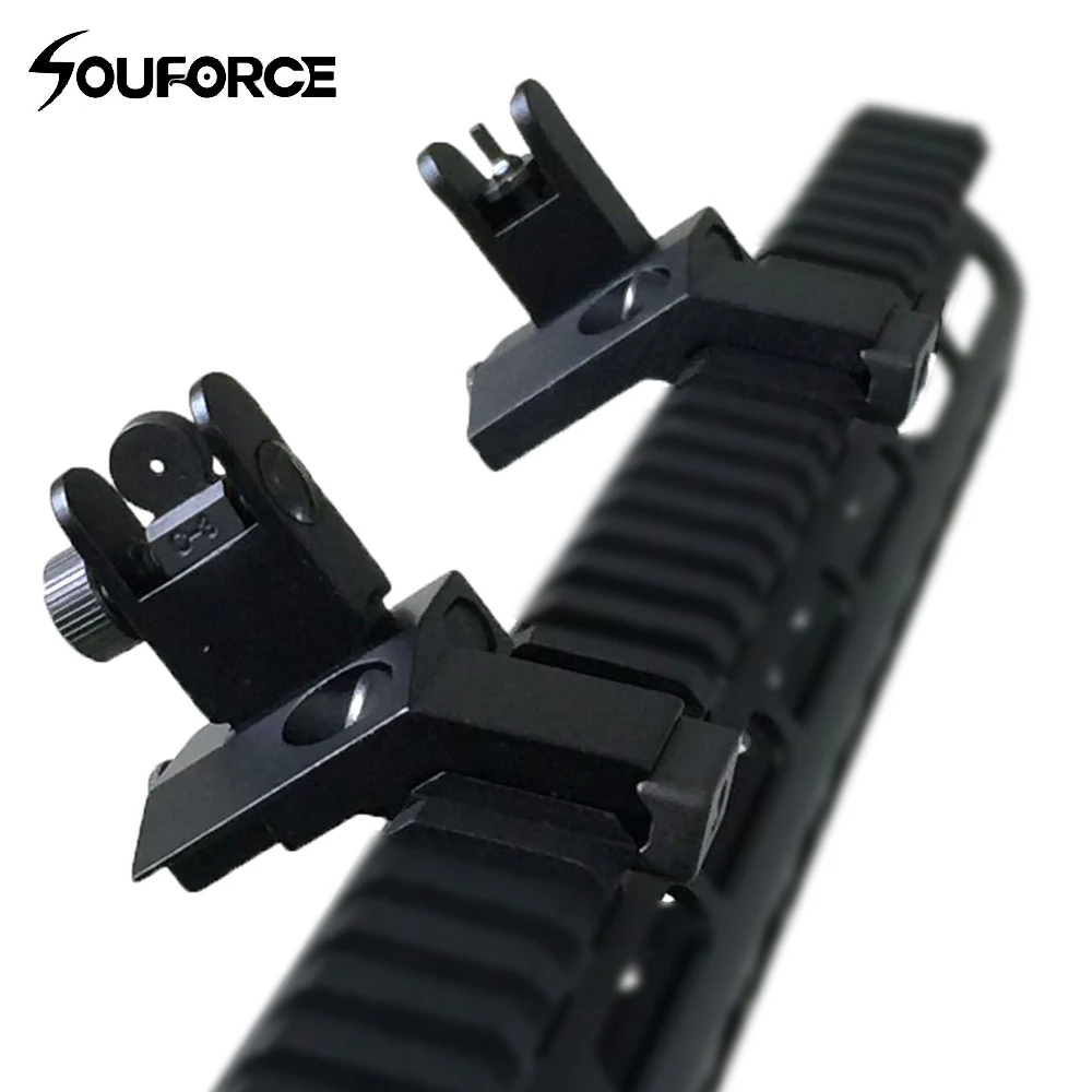 

US 1 Pair Tactical Front and Rear Flip Up 45 Degree Offset Rapid Backup Iron Sight Transition Gun Accessories for Hunting
