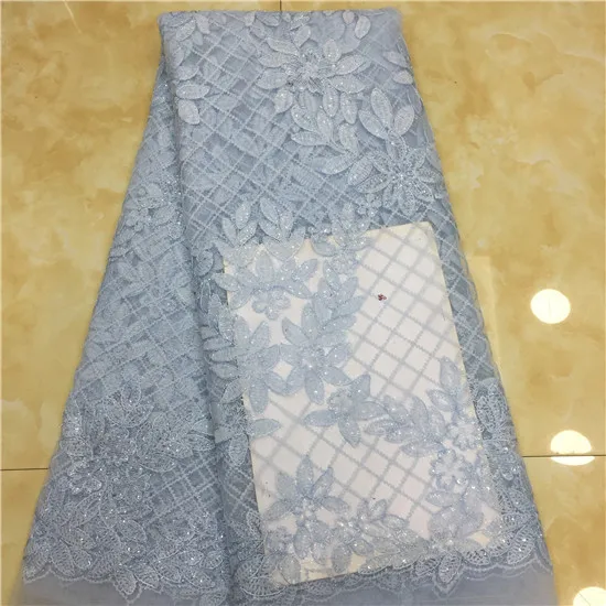 wholesale price of beautiful African green tulle lace fabric gold thread embroidery beads for party dress | Дом и сад