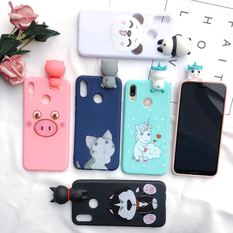 Honor 10 Lite 3D чехол для Etui Huawei P Smart чехол Чехол медведь Единорог для Funda Huawei P Smart Honor 10 Lite чехол