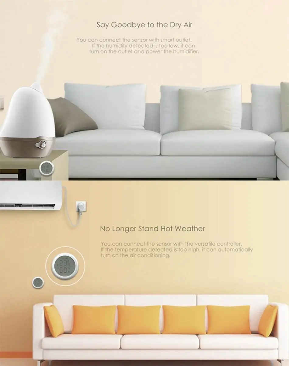 Горячая Zigbee-Умный дом Wifi беспроводной температурный детектор тепла приложение контроль умный дом термометр датчик температуры и влажности