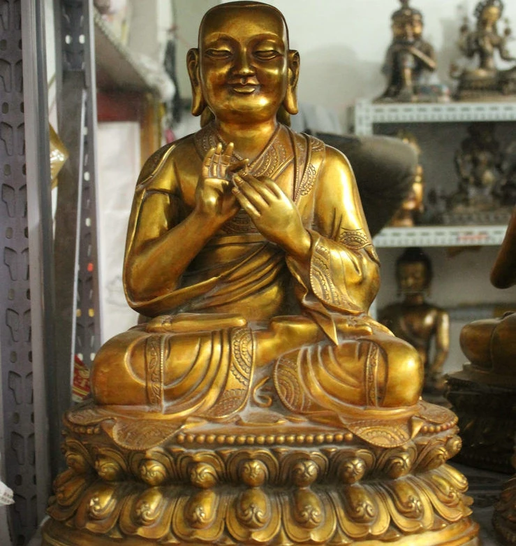 СЖД тибет меди буддизм храм Бронзовый свинка гуру Миларепа Цонкапа Статуя будды |