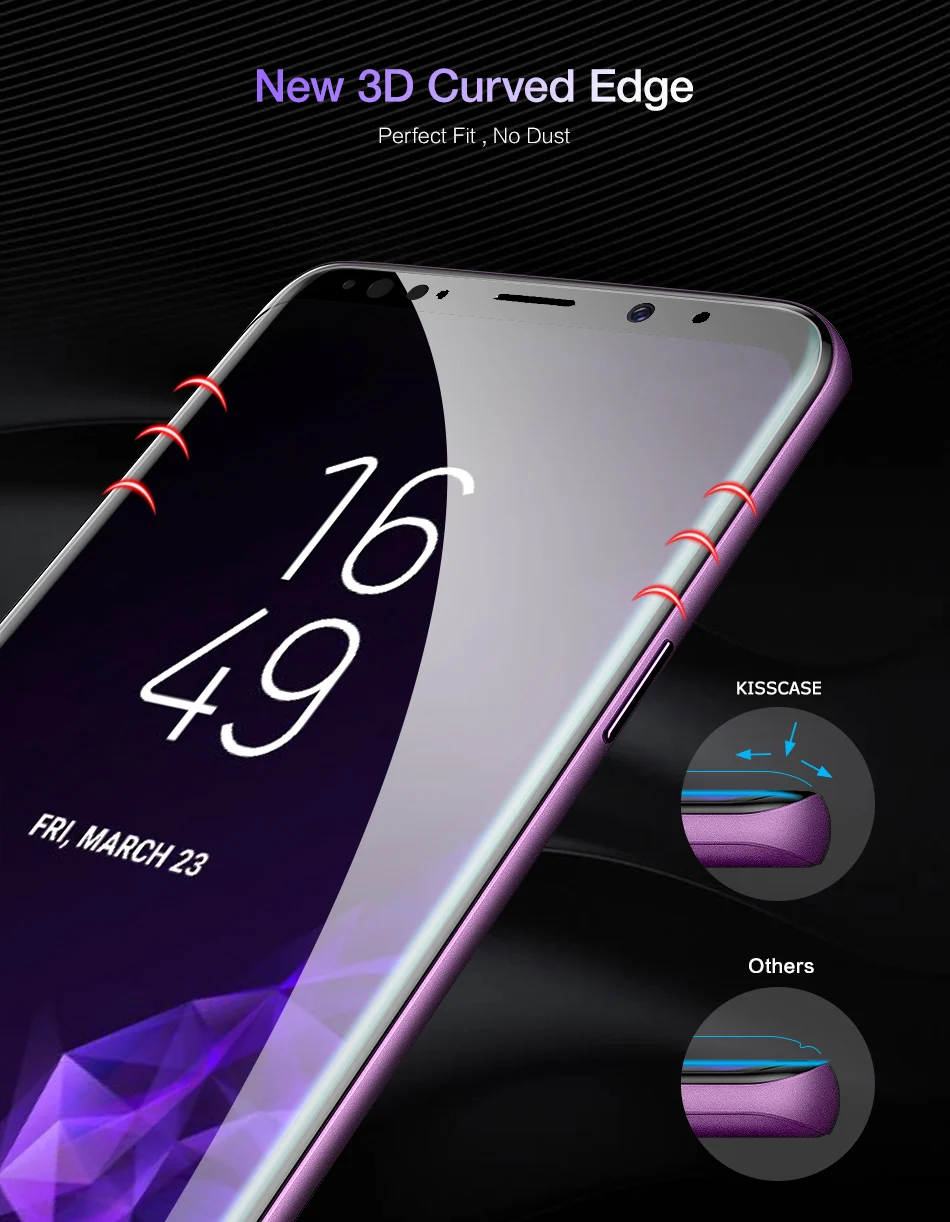 KISSCASE 7D закаленное стекло для samsung Galaxy S9 S8 Plus Note 8 Note 9 Экран Защитная пленка с полным покрытием HD мягкий Экран пленка