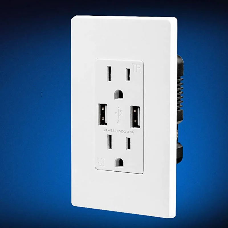 Быстрое зарядное устройство USB розетка дуплексная двойная настенная с 15A 110 V/120 V