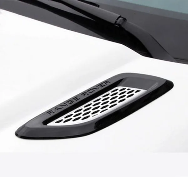 

Серебристая/черная хромированная наклейка на крышку выходного отверстия капота двигателя для Land Rover Discovery 4 Freelander 2 2008-2017 автомобильный Стайлинг