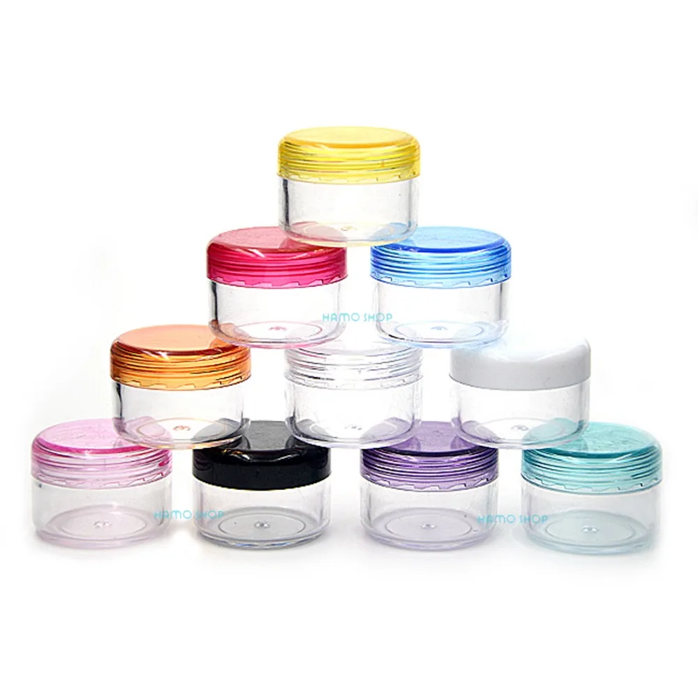 10 шт. маленькие круглые пластиковые мини банки для образцов разных цветов