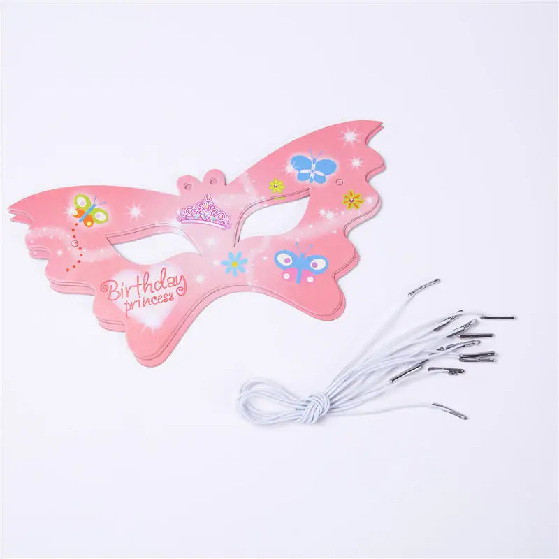 Pink Kids 1st Birthday Party Decorations Paper Plate Napkins Cup Flag Party Supplies Disposable Tableware Set Baby Shower Favor - Цвет: Mask 6 pcs
