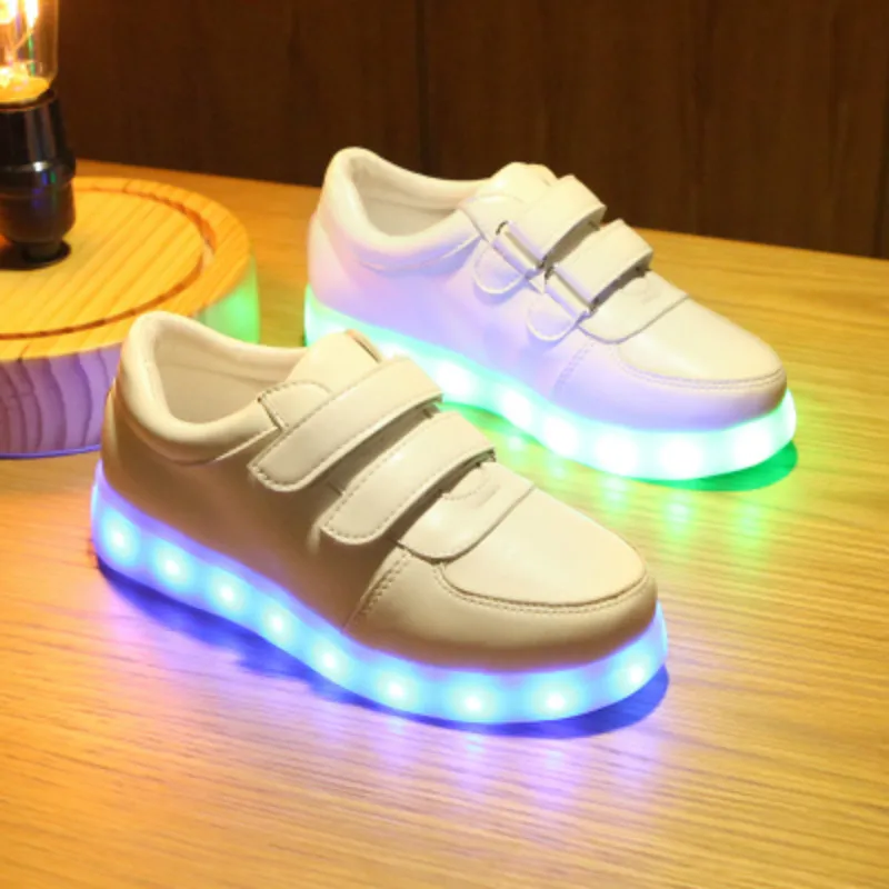 Led Luminous Shoes Glowing Children Sneakers Baby Boys Girl Fashion Light Up Casual kids 7 Colors USB Charge LED Simulation Sole | Детская