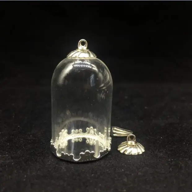 Трубчатый стеклянный глобус 5 компл./лот 30*20 мм с серебряной короной базовый лоток