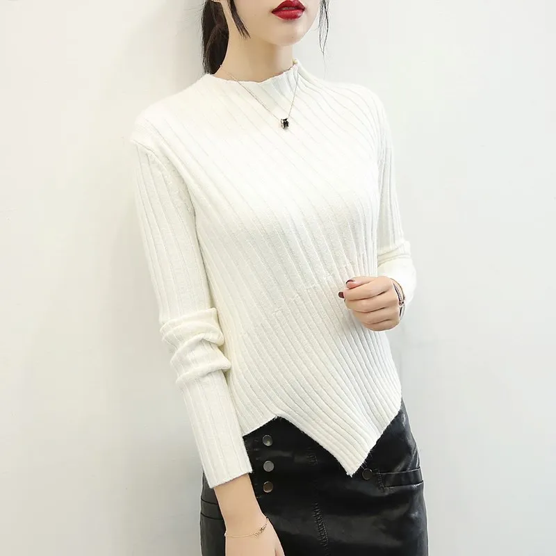 Осень-зима Круглый воротник женские новые чистый кашемировый свитер Мода
